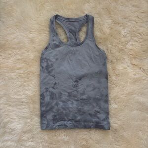 Lululemon Gray Racerback Tie-dye Waist-Length Tank Top with Breathable Material